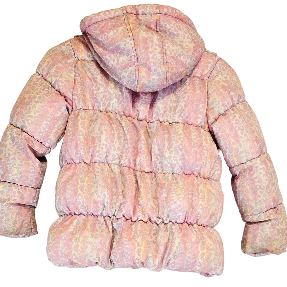 Pastel Leopard Print Ruffle Puffer Jacket - Picture 2 of 7